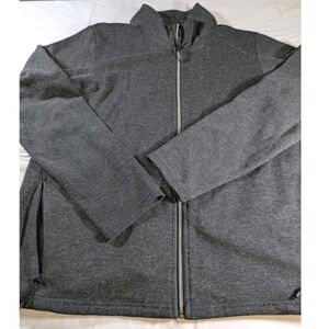 LL Bean Mens Medium Gray Sweater Fleece Jacket Full Zip Mock Neck Coat Casual‎
